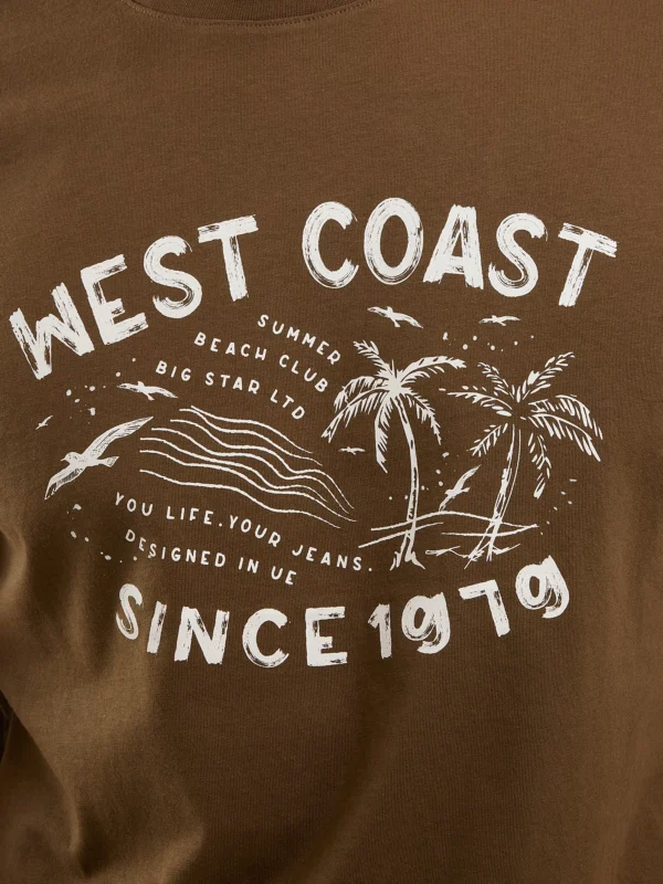 Koszulka męska z nadrukiem khaki Reddrez 303