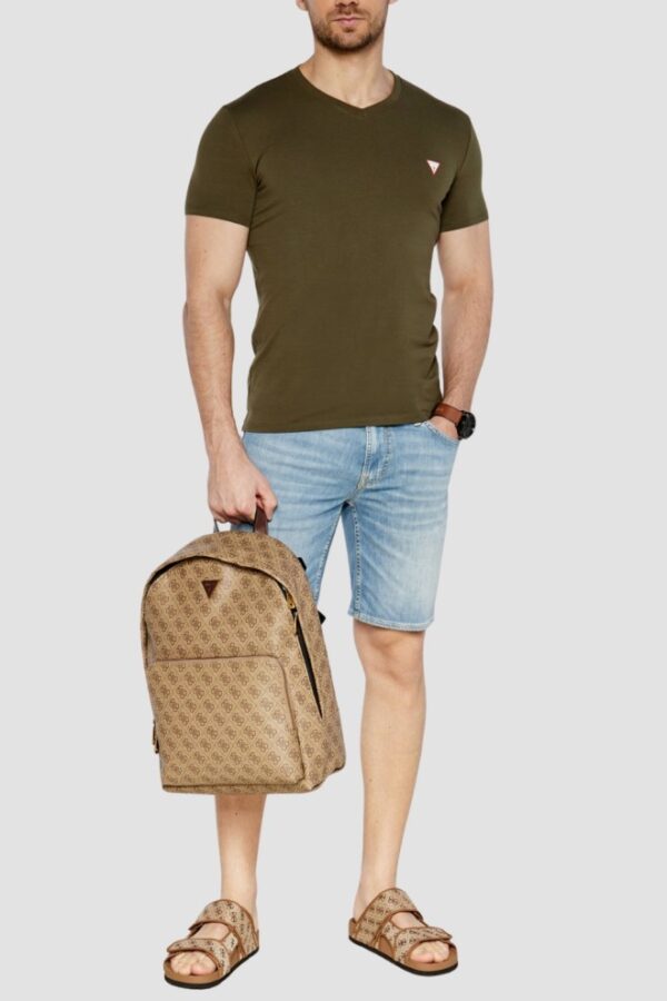 4b5a532ba76728897eb0462cf863c8ac680253f5 GUESS Zielony męski t-shirt z małym logo