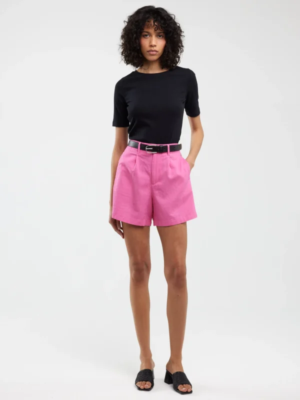 Szorty damskie lniane różowe Kaley 602