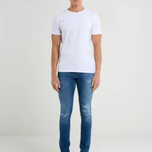 4d35ec30a92790c3385e91639066b596f480ced2 Jeansy męskie skinny z przetarciami niebieskie Deric 368