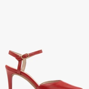 Czerwone czółenka damskie z odkrytą piętą