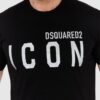 DSQUARED2 Czarny t-shirt męski ze srebrnym błyszczącym logo icon