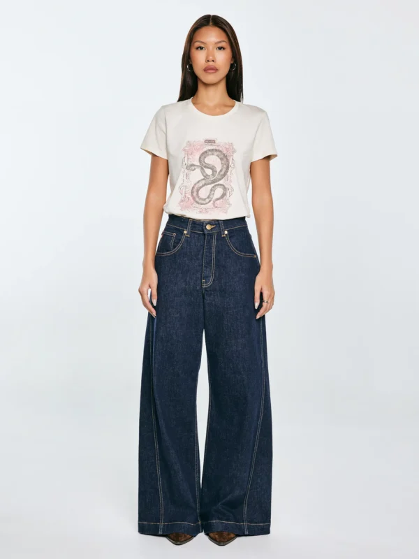 Koszulka damska z nadrukiem kremowa Rellsa 103