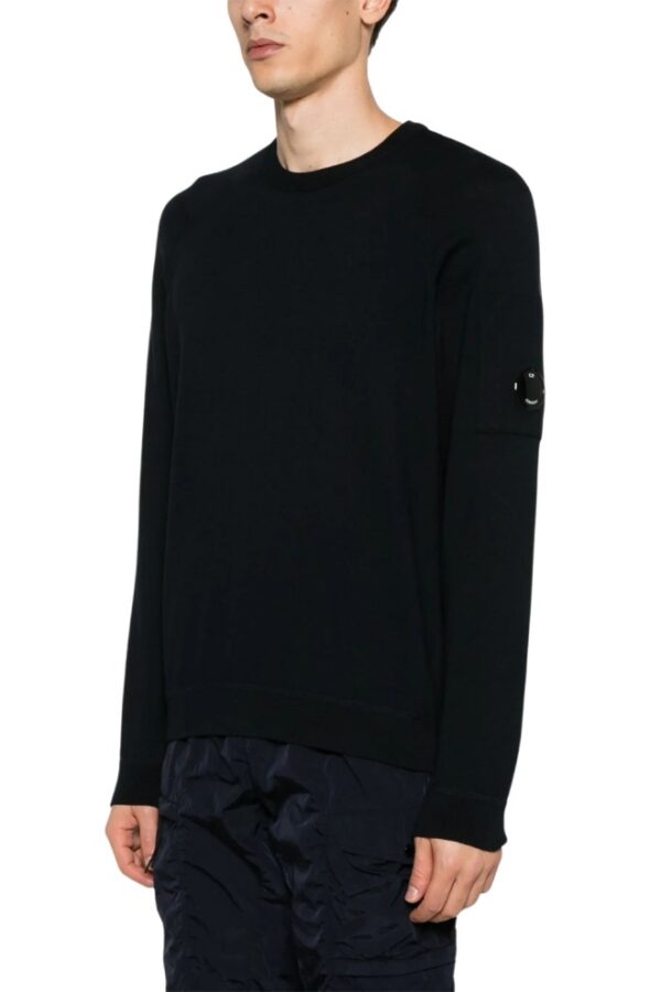 C.P. COMPANY Czarny męski cienki sweter Crew Neck