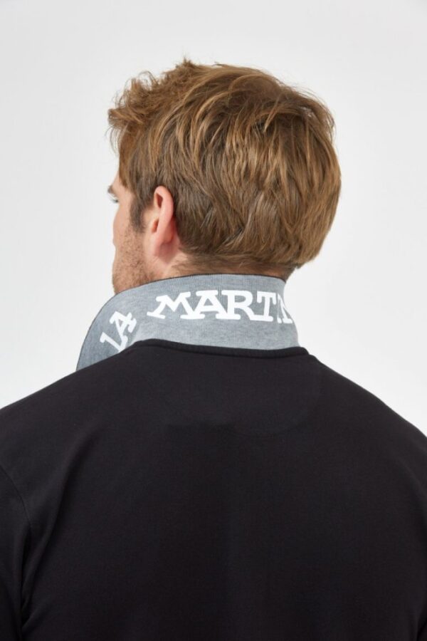 LA MARTINA Czarna męska koszulka polo z wyszywanym logo