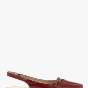 Bordowe baleriny z odkrytą piętą