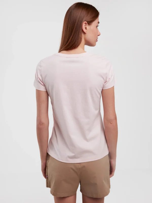 513967f5e431f3a89a7f9464f3c0e26e23a9be0d Koszulka damska z nadrukiem na piersi z kolekcji Authentic różowa Rissmelna 600