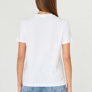 JUST CAVALLI Biały damski t-shirt R LOGO CRYSTAL