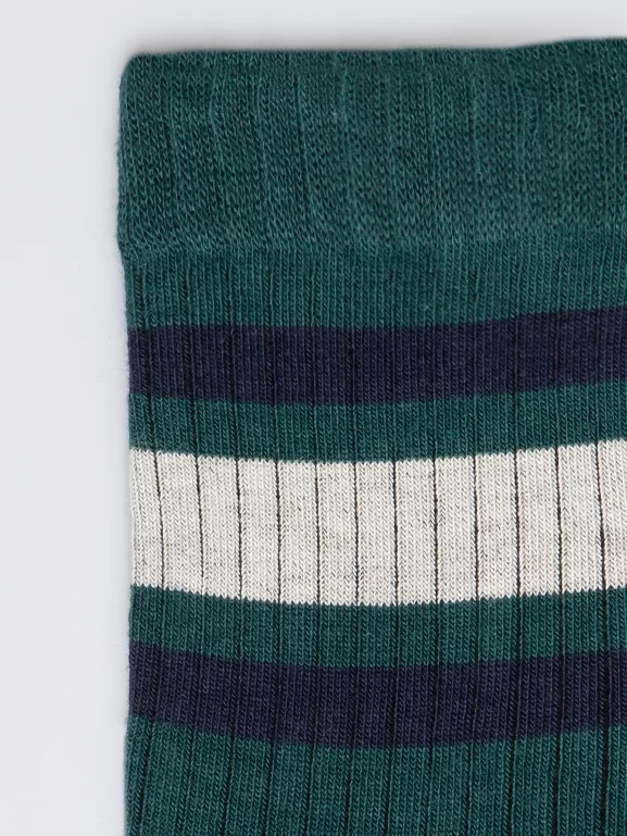 Skarpety chłopięce długie z paskami zielone Rajan 304