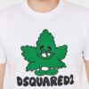 DSQUARED2 Męski biały t-shirt z zielonym liściem