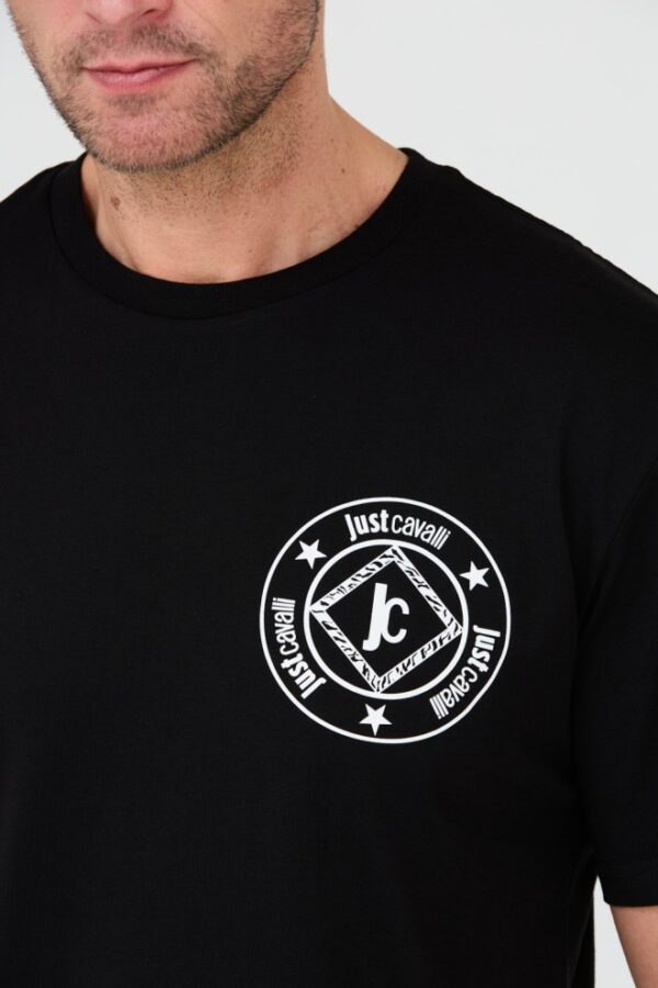 JUST CAVALLI Czarny męski t-shirt Fiche
