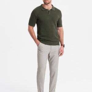 5296f307e2dbe7609cc4d74cdbfef75f421604ae Męskie spodnie chino REGULAR FIT z gumką w pasie – szaro-beżowe V1