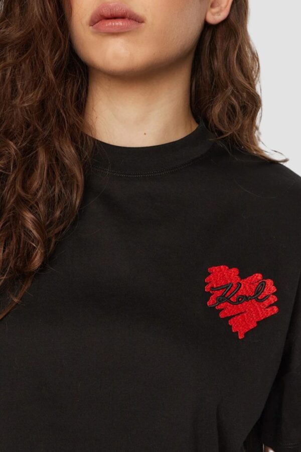 KARL LAGERFELD Czarny damski top Hearts Cropped