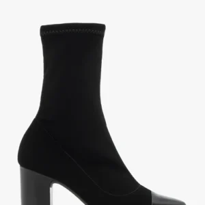 Czarne wyższe botki z elastyczną cholewką na słupku