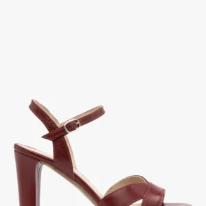 Bordowe sandały damskie na grubej szpilce