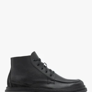 Czarne trzewiki ze skóry licowej