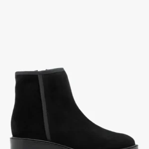 Czarne botki ze skóry welurowej
