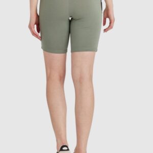 GUESS Zielone krótkie legginsy damskie z lampasami