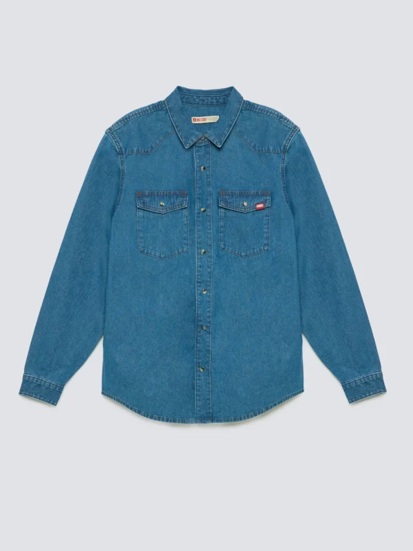 Koszula chłopięca jeansowa niebieska Western 121