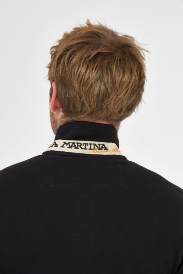 LA MARTINA Czarna męska koszulka polo z małym logo