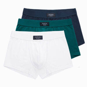 Jednokolorowe dopasowane bokserki męskie BASIC z elastanem – 3 pak mix