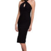 Elegancka sukienka ołówkowa tuba midi bez pleców czarna