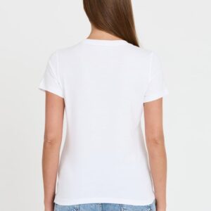 GUESS Biały damski T-shirt bawełniany Icon Tee