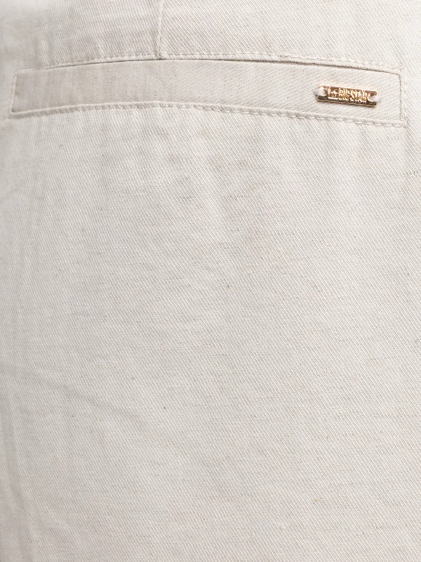 Szorty damskie luźne z dodatkiem lnu beżowe Maryliani 800