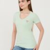 GUESS Miętowy damski t-shirt Mini Triangle Tee