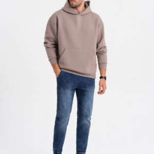 Spodnie męskie marmurkowe jeansowe JOGGERY - ciemnoniebieskie V1