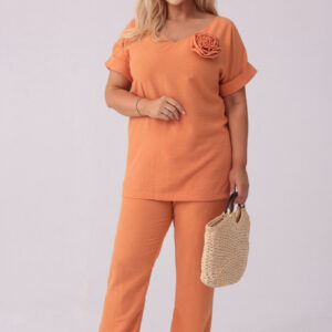 Dwuczęściowy komplet Rozalia w odcieniach pomarańczu PLUS SIZE OVERSIZE