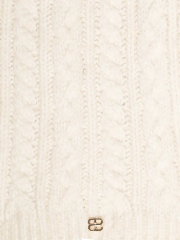 Szalik damski z dekoracyjnym splotem kremowy Caroles 103