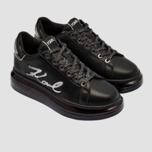 KARL LAGERFELD Czarne sneakersy damskie z brokatem KAPRI KUSHION Signia