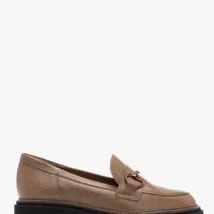 Mokasyny damskie w kolorze kawowym z ozdobą