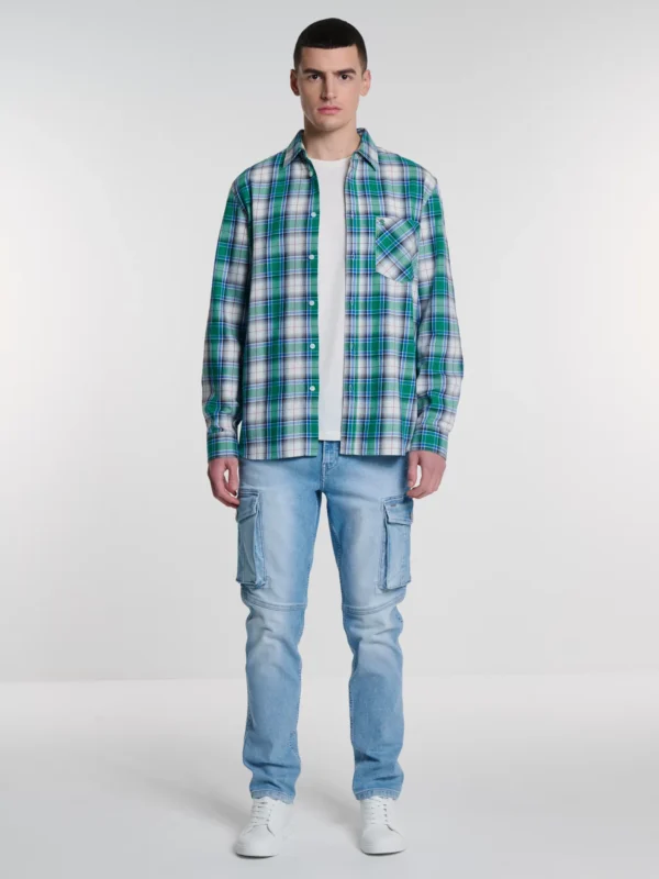 Jeansy męskie typu cargo błękitne Ian 217