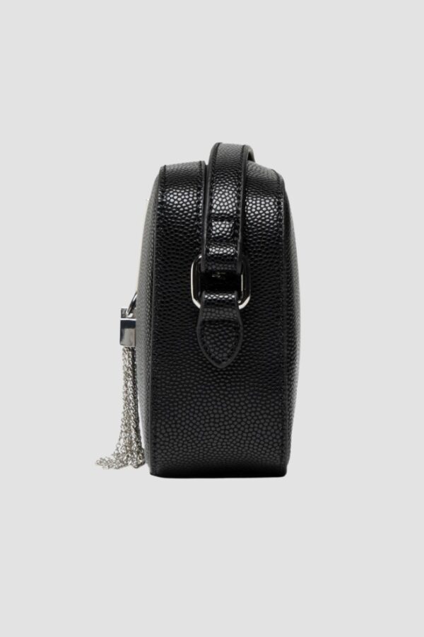 VALENTINO Mała czarna torebka o teksturze skóry z ozdobnym V divina haversack