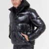 INVICTA Czarna męska błyszcząca kurtka puchowa z kapturem