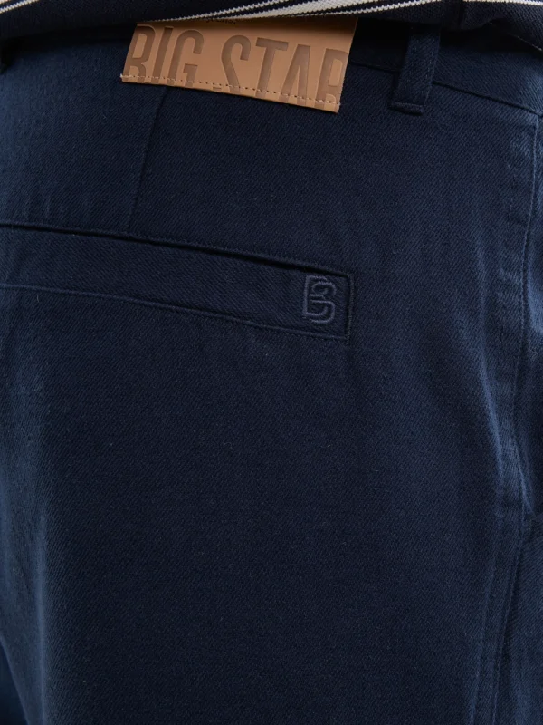 Spodnie męskie loose z dodatkiem lnu granatowe Patrik 403