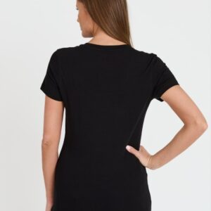 GUESS Czarny damski t-shirt Satin Triangle Tee