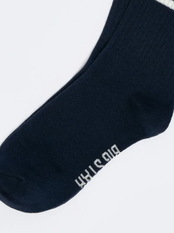 5b38c79ed899ece6019f7cce544e0ca50e6c856e Skarpety damskie długie z paskami granatowe Rubini 403