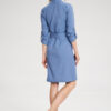 Koszulowa sukienka szmizjerka z podpinanym rękawem 3/4 niebieska