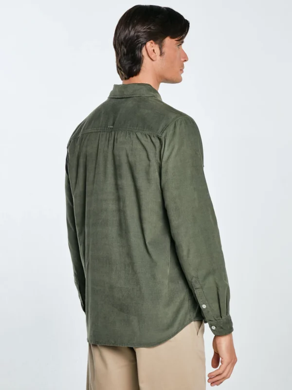 5c97605cf77b3a1ae0d8bed89981bf223408948b Koszula męska z drobnego sztruksu khaki Cordwis 303