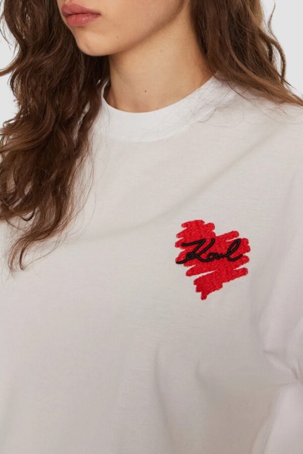 KARL LAGERFELD Biały damski top Hearts Cropped