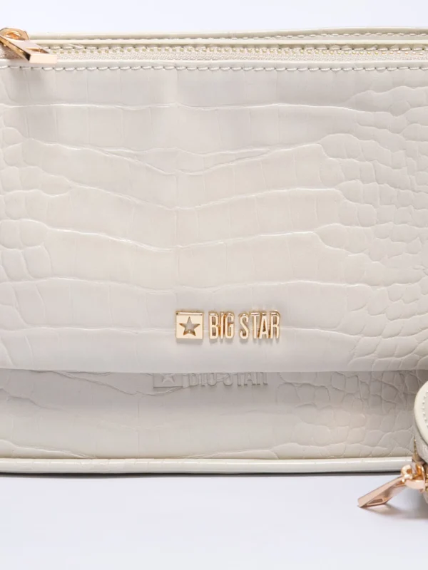 Torebka damska multibag o strukturze krokodyla kremowa Uteri 102