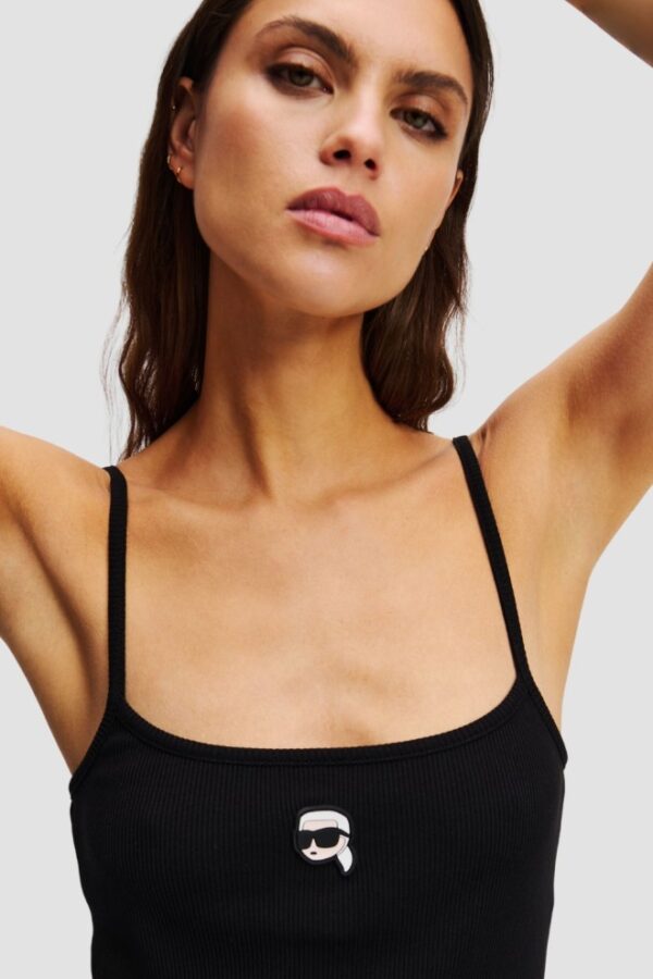 KARL LAGERFELD Сzarny damski top Ikon Patch Tank Top