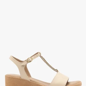 Kremowe sandały damskie z łańcuszkie