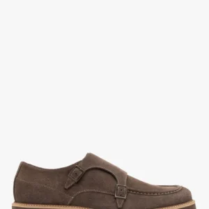 Szaro-brązowe mokasyny męskie ze sprzączkami