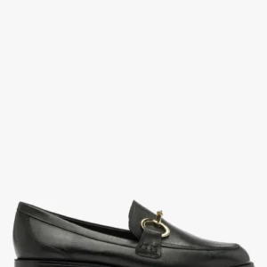 Czarne mokasyny ze złotą ozdobą