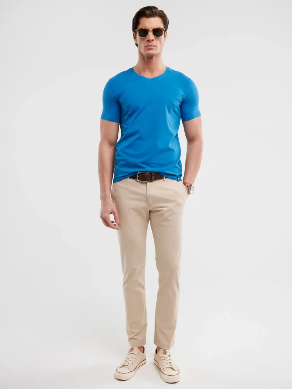 Koszulka męska v-neck niebieska Irtos 402