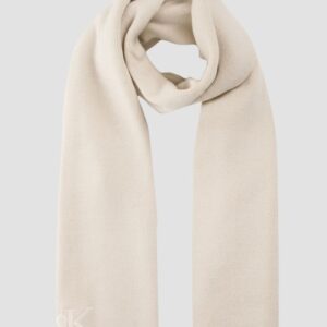 CALVIN KLEIN Beżowy damski szalik z haftowanym logo